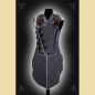 Preview: Leather tunic with side closure, border decoration, and fur collar. Gray