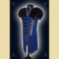 Preview: Decorated leather tunic with removable fur collar, blue