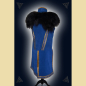 Preview: Decorated leather tunic with removable fur collar, blue