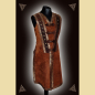 Preview: Leather tunic trimmed with decorative rivets and braid. Medium brown.