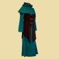 Preview: Green robe and hood with a dark brown leather tunic