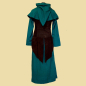 Preview: Green robe and hood with a dark brown leather tunic