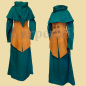 Preview: Grüne Robe und Gugel mit einem hellbraunen Lederwaffenrock