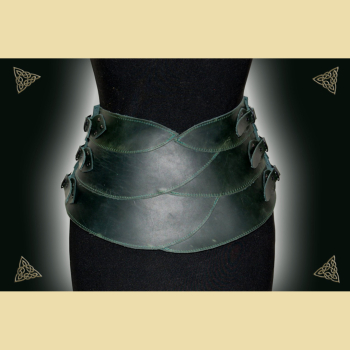 Corset Belt made of green oiled leather