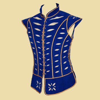 Geschlitztes Wams - blau + natur