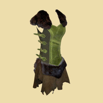Aufwändiges Sword and Sorcery Lederkleid mit Fell, für Barbarinnen