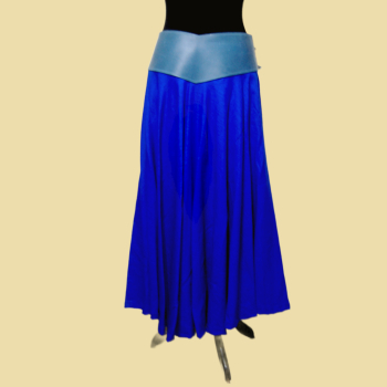Preview: Hip-fitting battle skirt made of royal-blue linen and azul colored oiled leather