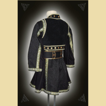 Costume set consisting of tunic, bolero jacket, and belt, black