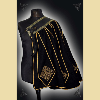 Prunkvoller schwarz-goldener Halbmantel für Mittelaltermarkt und Larp
