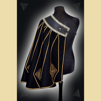 Preview: Prunkvoller schwarz-goldener Halbmantel für Mittelaltermarkt und Larp