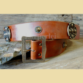 Preview: Hexenjäger Gürtel "Johann" - hellbraun, Lochung: 95-105 cm