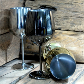 Stainless steel wine goblet