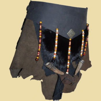 Preview: Leather skirt with bones and beads