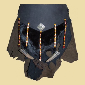 Leather skirt with bones and beads