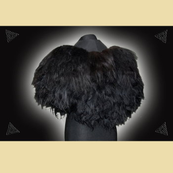 Preview: Schwarzer Fellumhang mit Wikinger-Tiermotiven