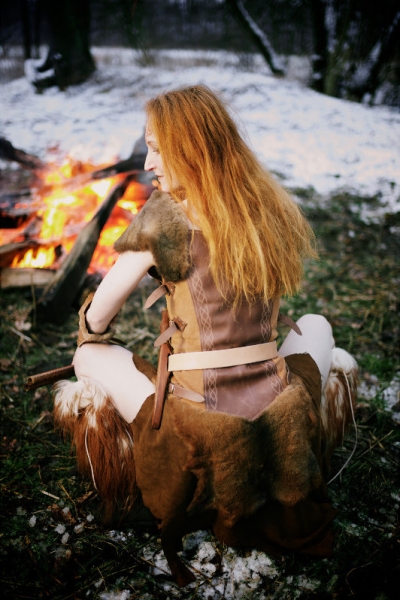 Dress with fur and leather, Barbarian