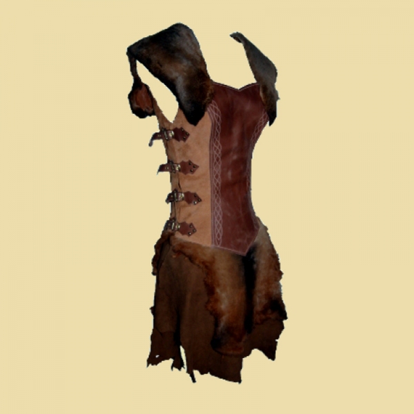 Dress with fur and leather, Barbarian