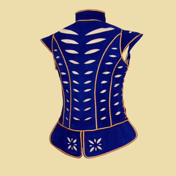 Geschlitztes Wams - blau + natur