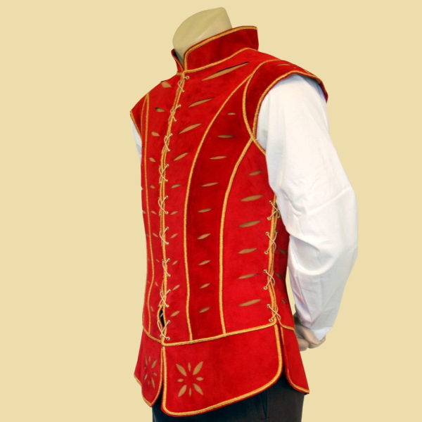 Geschlitztes Wams - rot + natur