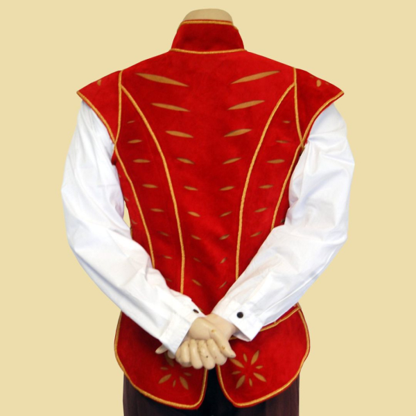 Geschlitztes Wams - rot + natur