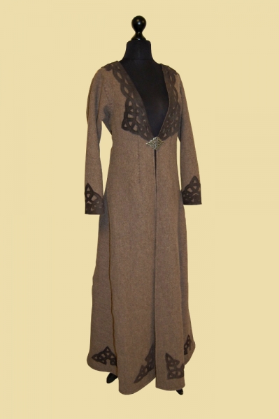 Female Viking cloak taupe and dark brown
