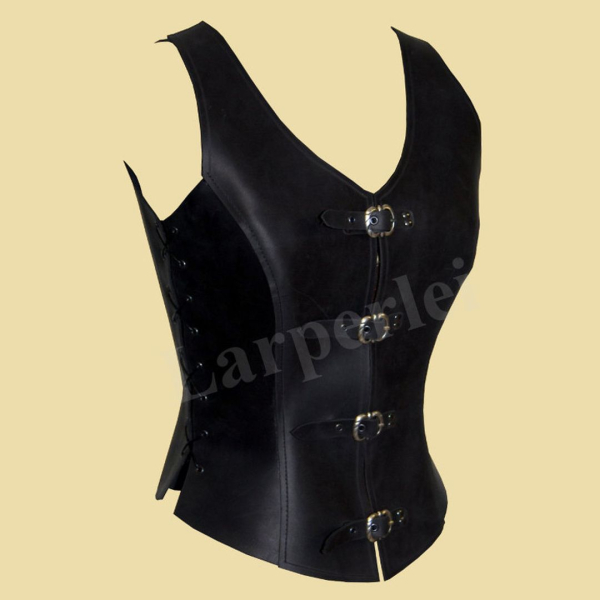 Festes Wams aus Leder - schwarz