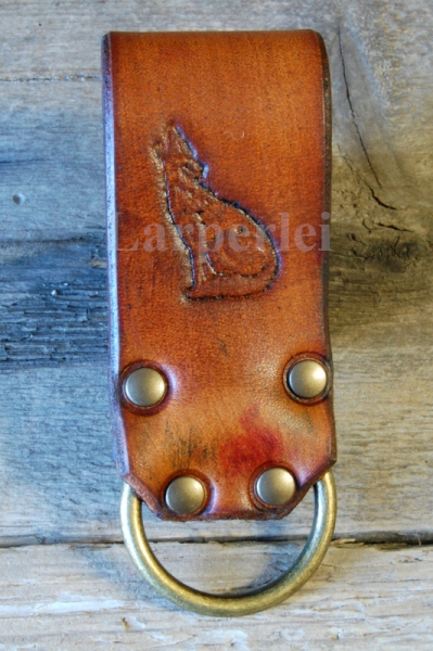 Sitting Wolf -  Belt Loop with Steel Ring