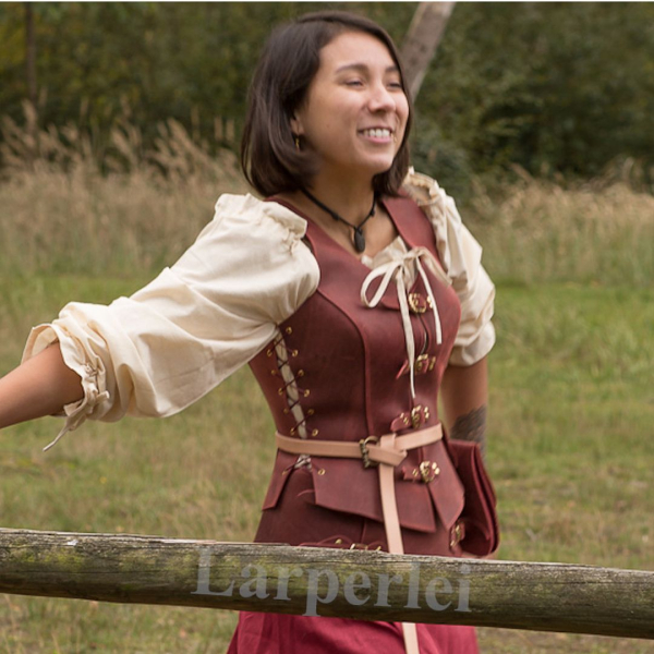 Festes Wams aus Leder - rot