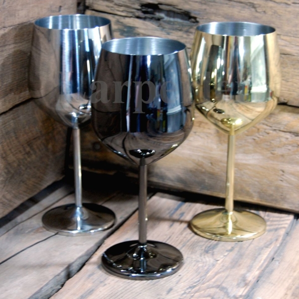 Stainless steel wine goblet