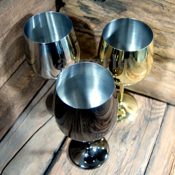 Stainless steel wine goblet
