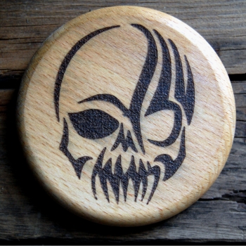 Wood cover for Glasses and Mugs - tribal skull