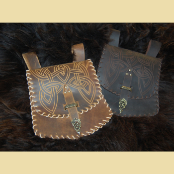 Wikinger Gürteltasche mit Knotenmuster und Flechtnähten