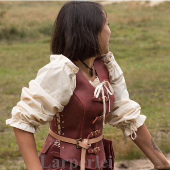 Festes Wams aus Leder - rot